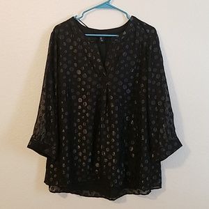 Adrienne Vittadini Black Dot Tunic 1X